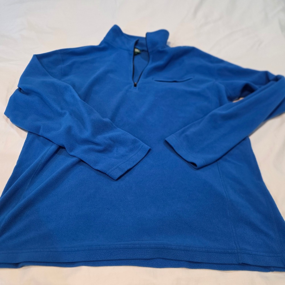 LL Bean Fleece Pullover Mens L Tall Blue Excellent 1/4 Zip Chest Pocket 0BKU8